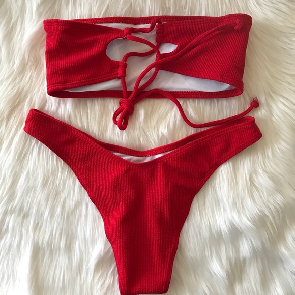 “Kelly” Tube Top Bikini // Red - Picture 2 of 5